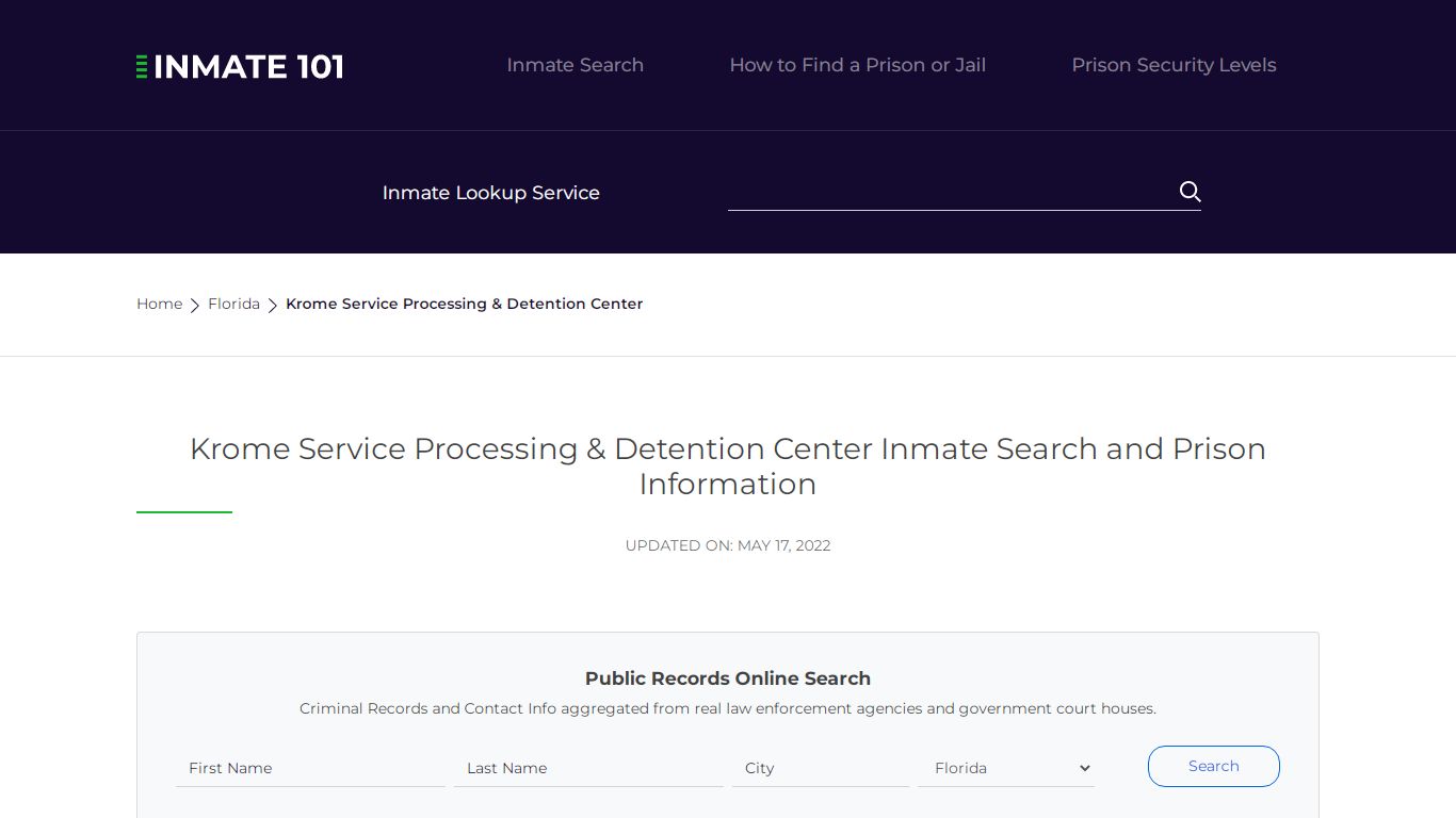Krome Service Processing & Detention Center Inmate Search ...
